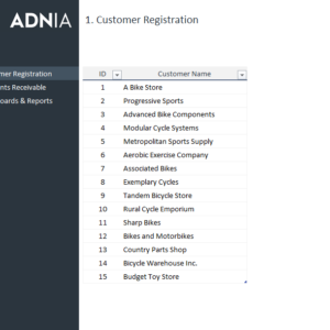 Accounts Receivable Dashboard Template - Customer Registration