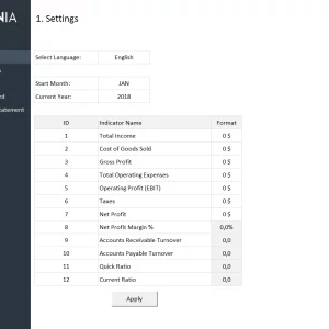 Annual Financial Report Template - Settings