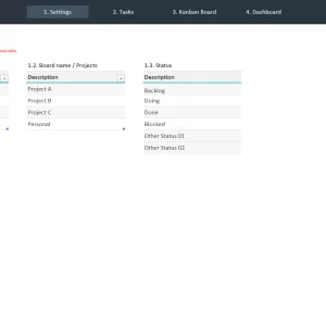 Automated Kanban Excel Template 3.0 - Settings