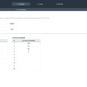 Sales Pipeline Template Excel - Settings