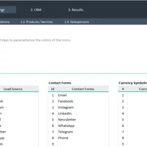 Modèle CRM Excel 3.0 - Settings