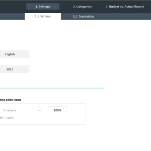 Yearly Budget vs Actual Template - Settings