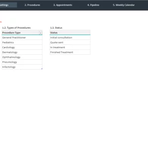 Medical Appointment Control Template - Settings