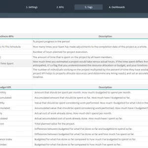 Projects KPIs Excel Template - Kpis Description